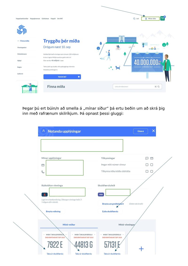 Mínar síður - leiðbeiningar
